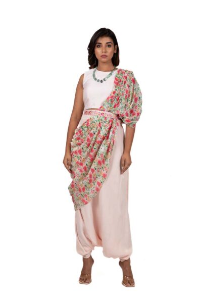 flower cluster drape duptta with heram pants and top