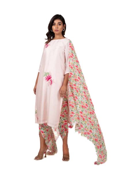 flower cluster butta kurta with tulip pands and duppta